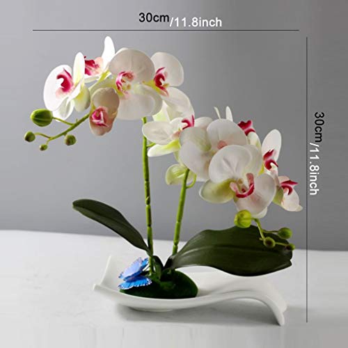 Orquídea seda falsa de alta calidad con jarrón elegante para centros de mesa chic 5