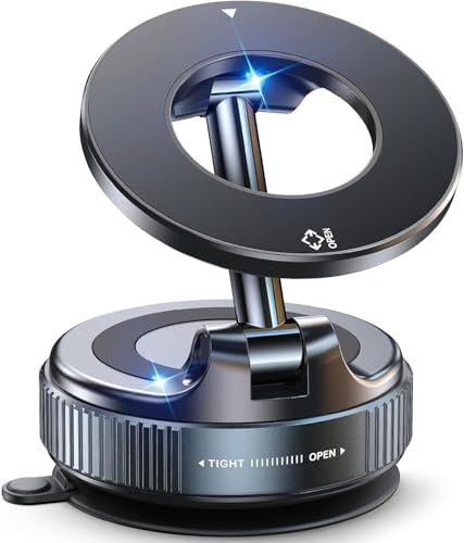 Shrandi 2026 Upgraded Vacuum Magnetic Car Phone Holder 360 with 2 Magnet Rings Ultra Suction Phone Mount for MagSafe Cell Phone Holders for Your Car/Gym/Mirror Mount for iPhone & Android