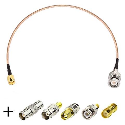 Superbat SMA Male to BNC Male Cable 3ft + 5pcs RF Coax Adapter Kit SMA to BNC Cable SMA BNC Adapter Cable Kit for RF Applications/Antennas/Wireless LAN Devices/Wi-Fi Radios External Antenna etc Cover
