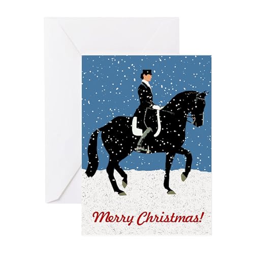 CafePress Snowy Dressage Horse Christmas Greeting Cards Folded Greeting Cards (10-pack) Matte