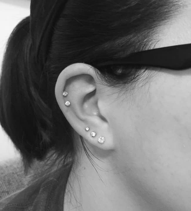 Lolias 28 stks Lip Labret Stud Roestvrij Staal Tragus Piercing Sieraden Oorbel Ster Hart CZ Opaal Platte Terug Neus Stud Medusa Piercing Sieraden Voor Vrouwen