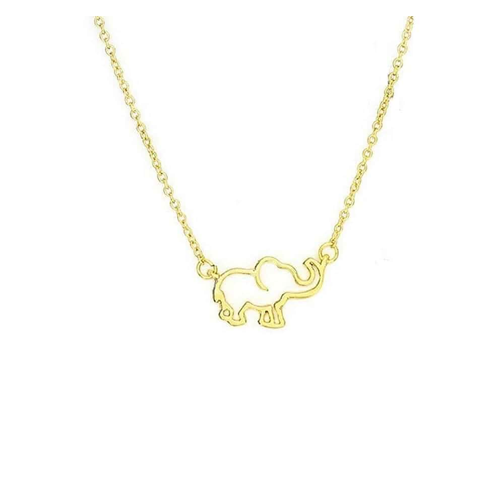 Caiyao Cute Little Elephant Necklace for Women Hollow Elephant Pendant Necklaces Good Luck Jewelry