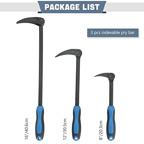 Dasbet Adjustable Pry Bar, 3-Piece (8, 12, 16Inch) Heavy Duty 11-Point Indexing Pry Bar Automotive Pry Bar #TOP1