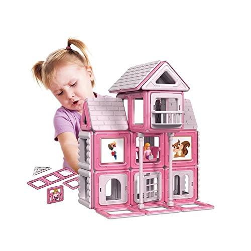 AMAZING STUFF 71pcs 3D Blocks Magnets & Magnetic House Villa Toy Creative Skills for Learning Educational Toy, Creative & Innovative Toys Best Gift for 3+ Baby Kids Girls Boys Gift (Multicolor)
