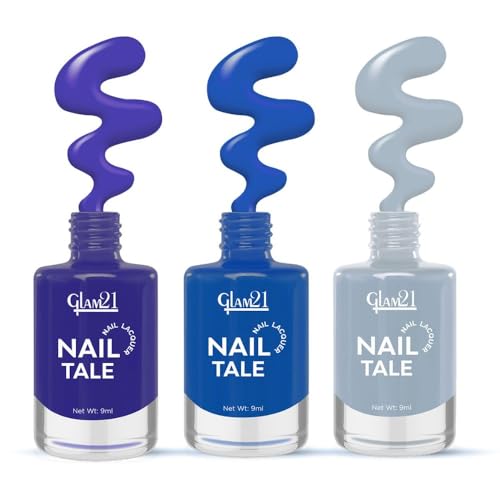 Image of Glam21 Nail Tale- Nail Lacquer|Set of 3|Multicolor|Quick Drying Nail Polish| Glossy Gel Finish Nail Kit | Highly Pigmented & Long Lasting | Chip Resistance|9ml Each|Shade-08