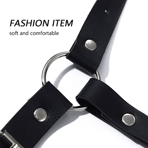BODIY Women Waist Belt Punk Vest PU Leather Shoulder Waist Straps Belts Adjustable Accessories for Halloween Shirt Dresses4