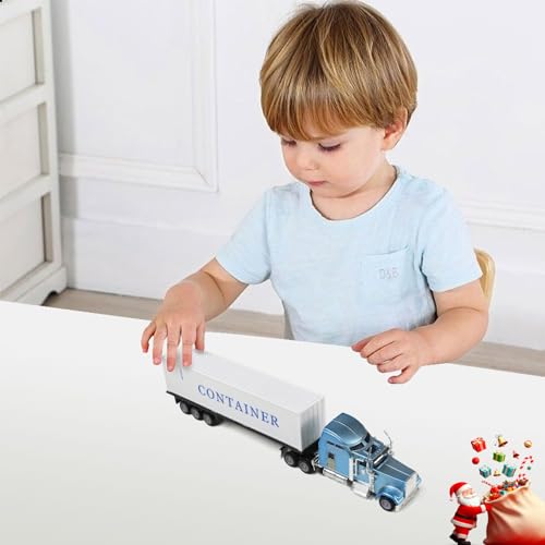 Risopen 1/64 Scale Container Semi Truck Toy, Transport Box Trucks and Trailer Model for Kenworth W900 for Boys Childs Christmas Birthday Gifts- White - Thumbnail 6