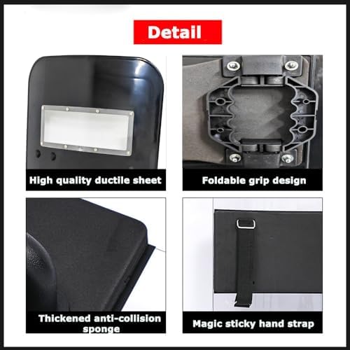 INTBUYING Rectangular Shield Security Shield Hand-held Six-Hole Foldable Grip 35 * 20 * 0.14 inch (500x900x3.5 mm) Black
