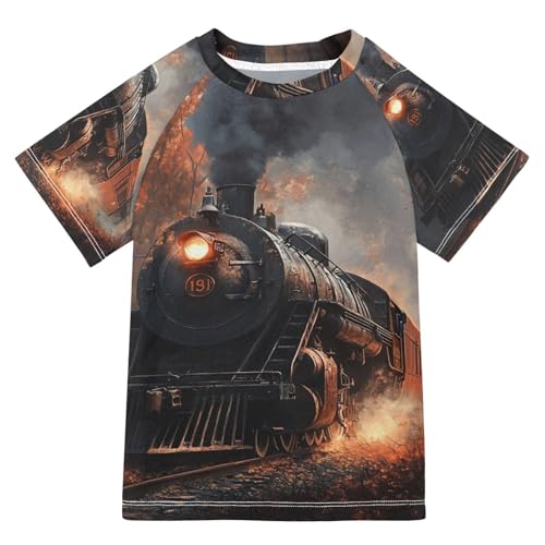 Kids Swimsuit Train Smoke Autumn Sunscreen T-Shirts Swimwear Sets UPF 50+