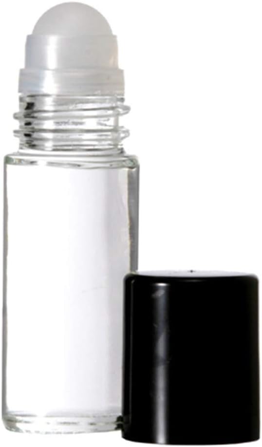 Clear Glass 5 ml. Roll On Perfume Bottle. Perfect for Essential Oils Aromatherapy, Perfume, and Cologne. Plastic Roller. Pipettes Included (288 Bottles, Clear)