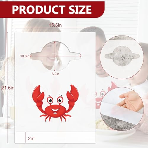 Nonley Disposable Crab Bibs - Funny Plastic Adult Bibs for Seafood Boil Party Restaurant Supplies