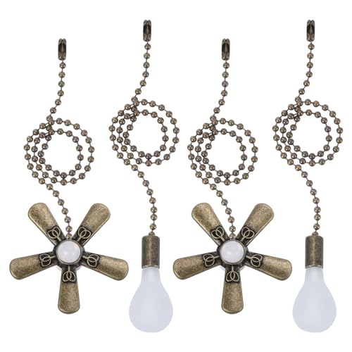 PATIKIL Set di Catenelle Ventilatore Soffitto da 13 Pollici, 4 Pezzi Catene Sfera con Ornamento Estensore Lampadina Decorativa Cavo Ventilatore Lampade Soffitto, Color Bronzo