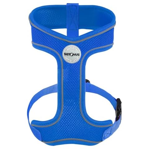 Dog Harness, Soft Air Mesh Puppy Harness, No Pull Dog Vest Harness, No Choke Y Shape Step in Harness Adjustable Reflective Pet Harness for Small Medium Dogs Walking, Hiking, Running (Blue, S) Cover