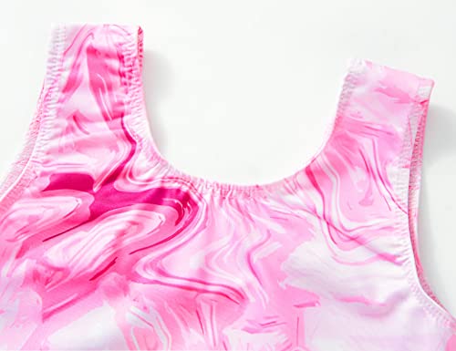 Rainbowsnow Gymnastics Leotards With Matching Shorts For Girls Size 10-12 Years Old Pink Tie Dye Athletic One Piece Sleeveless Gym Leos Set #TOP3