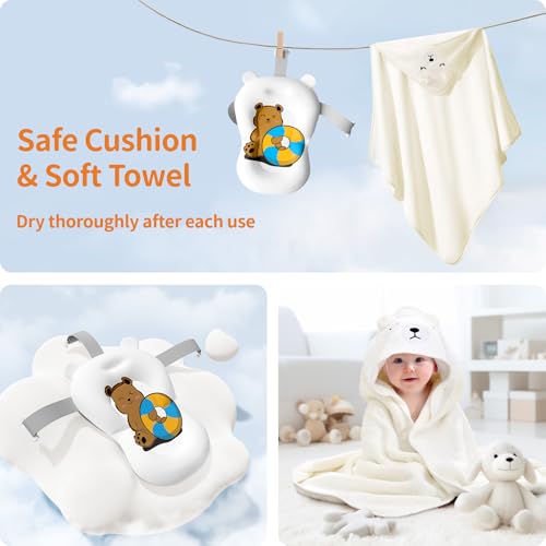 Image of Collapsible Baby Bathtub for Newborn to Toddler (0-18 Months) - Foldable Baby Bath Tub with Soft Towel, Newborn& Infant Bathtub for Travel and Outdoor, Brown