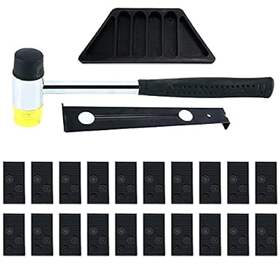 Laminate Wood Flooring Installation Kit, Professional Flooring Tools with 1 Rubber Tapping Block, 1 Pull Bar, 1 Double Headed Mallet and 20 Spacers