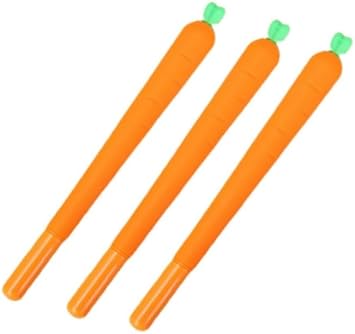 3 Pc Carrot Gel Pens, Orange School Company Writing Gel Pen, Creative Classic Cute Gel Pen to Write Smoothly Funny Carrot 0.5mm Black Gel Ink Writing Pen Office School Supply Creative Gift