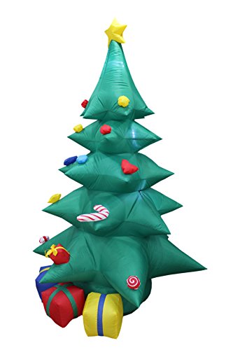 8 Foot Tall Lighted Christmas Inflatable Green Tree With Multicolored Gift Boxes And Star Indoor Outdoor Garden Yard Party Prop Decoration #TOP3