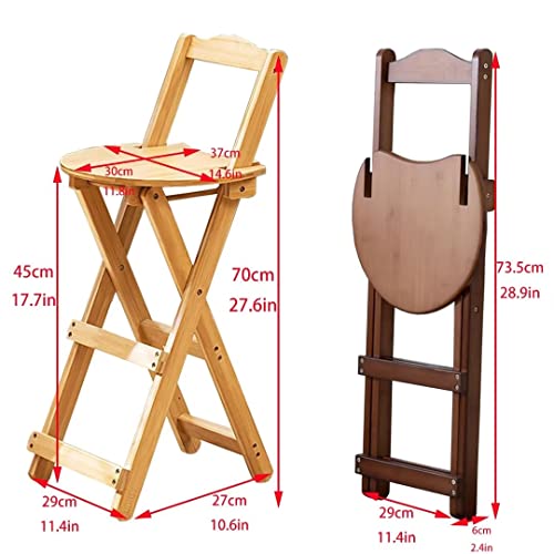 Udhsv Folding Bamboo Bar Stools,Kitchen Counter Height Stool With Backrest And Footrest, Portable Bar Chairs For Home, Kitchen, Breakfast, No Assembly,1,Piece Tea Color(Seat Height 45Cm) #TOP2