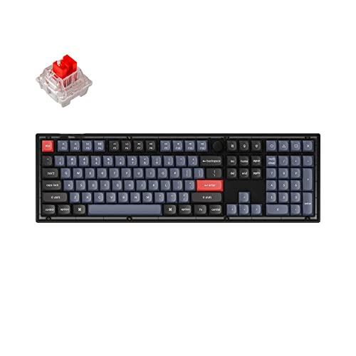 Image of Keychron V6 Wired Custom Mechanical Keyboard Knob Version, Full-Size QMK /VIA Programmable with Hot-swappable K Pro Red Switch Compatible with Mac Windows Linux (Frosted Black-Translucent)
