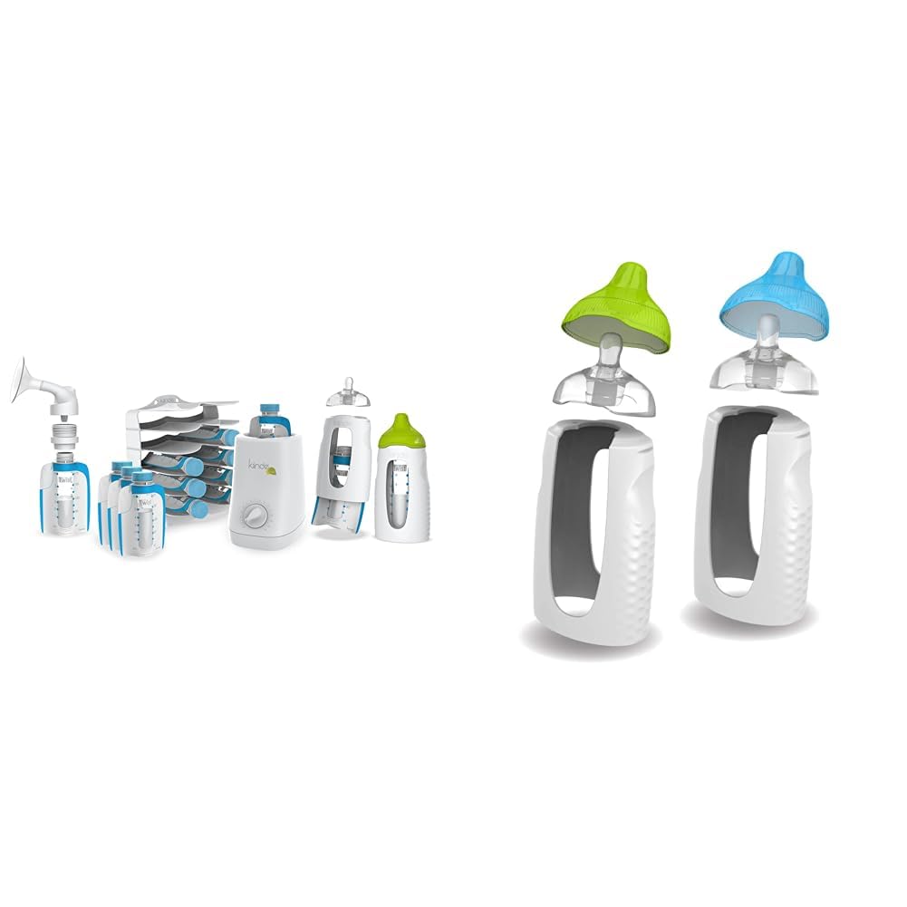 Kiinde Twist Universal Direct-Pump Feeding System and Warmer Gift Set & Twist Squeeze Natural Baby Breast Milk Feeding Bottle with Nipples and Case (2 Pack), Easy to Clean