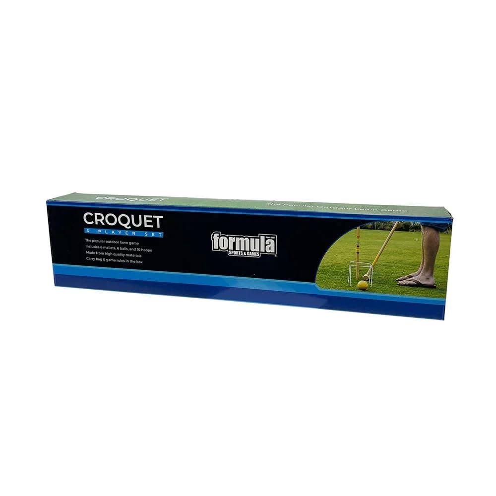 Generisch Krocket Set für 6 Spieler mit Holzschlägern und Kugeln, Klassisches Outdoor Gartenspiel für Familie und Freunde, Freizeitspiel für Garten, Park und Sommer