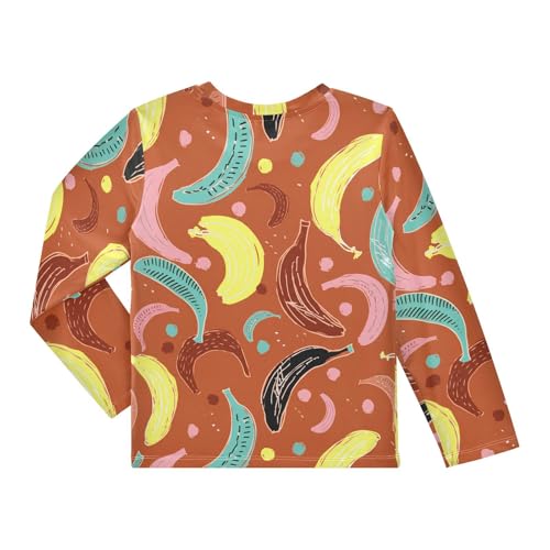 Colorful Bananas Fruit Boy's Rash Guard Swim Shirt Long Sleeve Sun Shirt for Running Swiming Pool UPF50+2