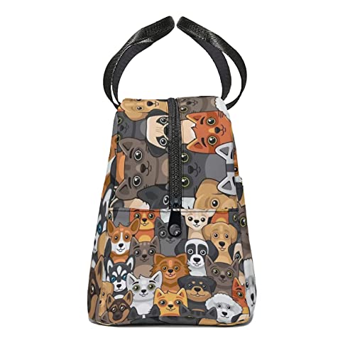 Giwawa Cute Dog Lunch Bag For Kids Girls Boys, Cartoon Puppy Animal Print Insulated Lunch Box With Front Pocket, Reusable Thermal Cooler Lunch Tote Bag For Students School Men Women Office Picnic #TOP2