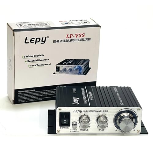 Mini Amplifier Home Audio Stereo Hi-Fi 12V Power Amp, 2 Channel Digital Class D Powerful Bass Music Streaming for Passive Speaker PC TV Cell Phone Car Vehicle