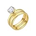 2 pcs Matt Stainless Steel Wedding Sets Band 3MM Engagement Ring Size 5 to 12 (Gold, 5)