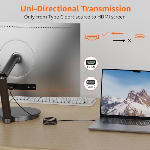 Amazon Basics Uni-Directional USB-C (Source) to HDMI (Display) Cable Adapter (Thunderbolt 3 Compatible) 4K@30Hz, 3 feet, Black - image 3