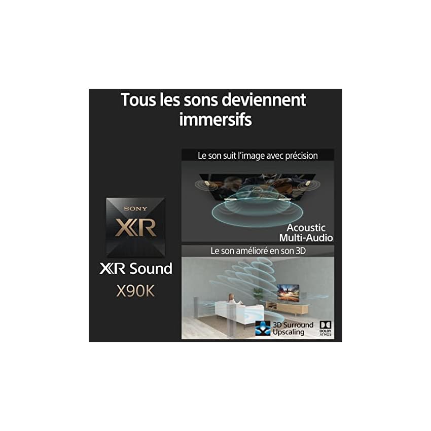 sony xr 75x90s smart tv bravia xr, full array led, 4k ultra hd, hdr, google tv, (modèle 2022) noir xr75x90kpaep [classe énergétique g]