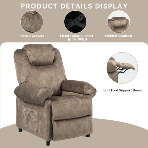 Sillón reclinable pequeño tela marrón miniatura 5