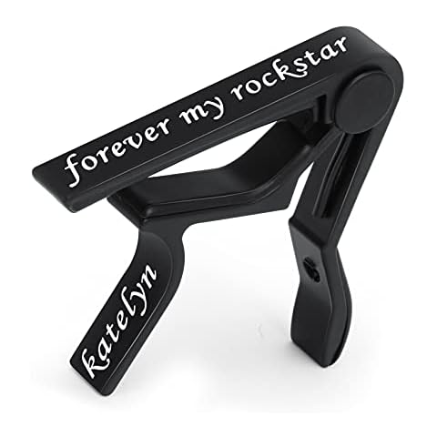 Bosajewel Personalized Name Guitar Capo Custom Engraved Capo for Acoustic Guitar,No Buzzing Guitar Tuner Suitable for 6 String Guitar, Bass Guitar,Electric Guitar and Ukulele,Black Cover
