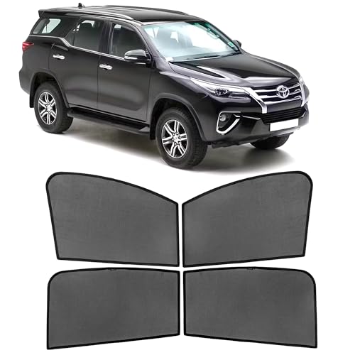 Image of Autostory Custom Fit Black Mesh Car Sunshade for Fortuner 2016-2025 | UV & Heat Protection Car Window Curtains | Privacy Car Sun Shade | Breathable Vehicle Specific Side Window Shades