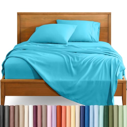 Bare Home Split King Sheet Set - 1800 Ultra-Soft (Split King, Aqua)