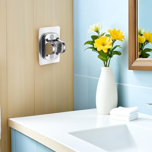 Soporte de ducha adhesivo ajustable sin taladro, base para alcachofa de mano resistente en pack 5