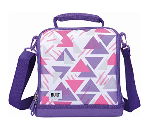 BUILT - Sac à Lunch / Repas Isoterme au Design The Active - Polyester/PEVA - Violet/Blanc - 18,5 x 24 x 26 cm