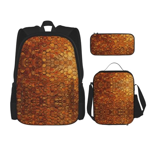 SDEGTHO El juego de bolsas de corcho de vino incluye mochila de gran capacidad, lonchera y estuche, juego de 3 piezas, Black, Talla única