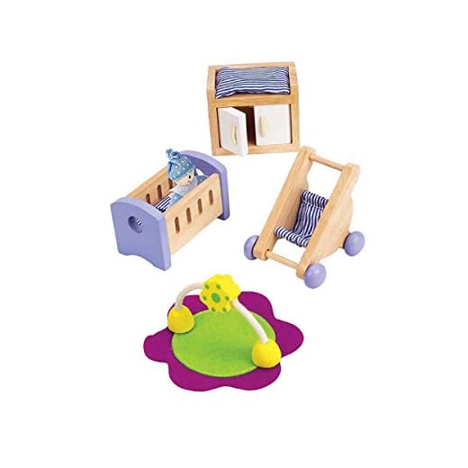 Hape Wooden Doll House Furniture Baby's Room Set