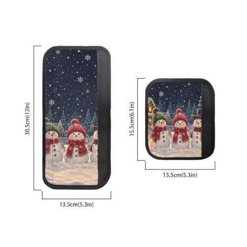 Image of Christmas Decor Refrigerator Door Handle Covers Set of 6 Kitchen Electrical Appliances Handle Protector Anti-Slip Fridge Microwave Oven Home Accessories, Snowman Snowy Night Print