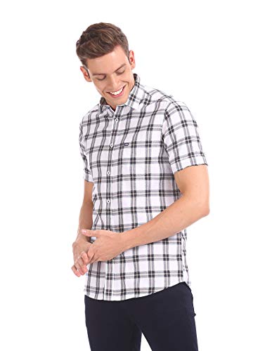Image of Arrow Men's Checkered Regular Sports White Checked Shirt (8905201183946 Off 44)