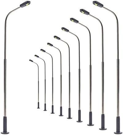 LQS07 10pcs Model Railway Train Lamp Post 7cm or 2.76inch Street Bright White Lights HO TT Scale LEDs New