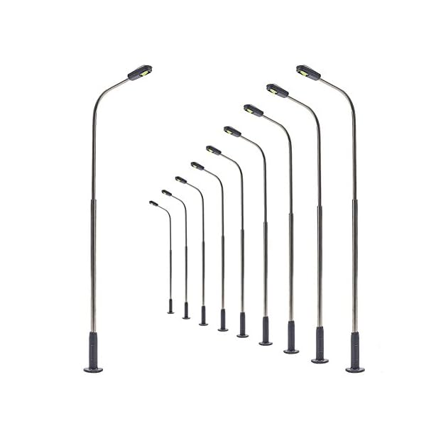 Evemodel LQS07 10 STK. Peitschenlampen LED 85mm TT / H0 Straßenlampen Flexible Höhe NEU