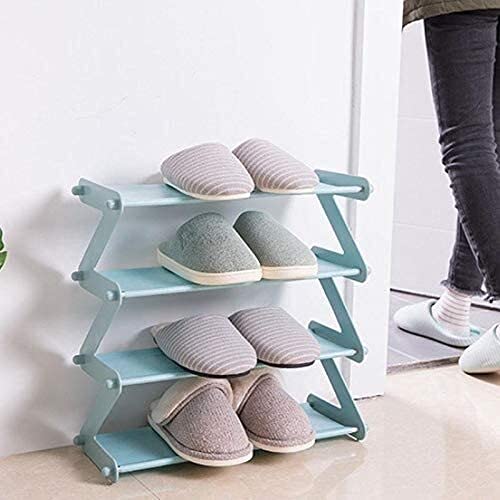 Rack de zapatos organizador multifuncional celeste con estantería modular desmontable 4