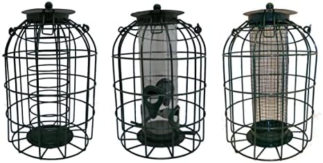 Set of 3 Squirrel Guard Hanging Wild Bird Feeders Seeds Nuts & Fat Balls