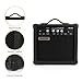 Demusea 20W Watt Electric Bass Guitar Black Amplifier Portable Travel Mini Practic Amp Headphone Jack Aux Treble Middle Bass Mp3 with Cable Adapter Guitar Picks in