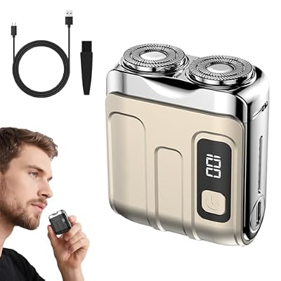 Electric Foil Shaver for Men – Portable Cordless Razor with 2 Floating Blades, 9000 RPM High-Speed Motor, LED Display & USB-C Fast Charging – Ideal for Travel, Home & Daily Grooming (Golden)