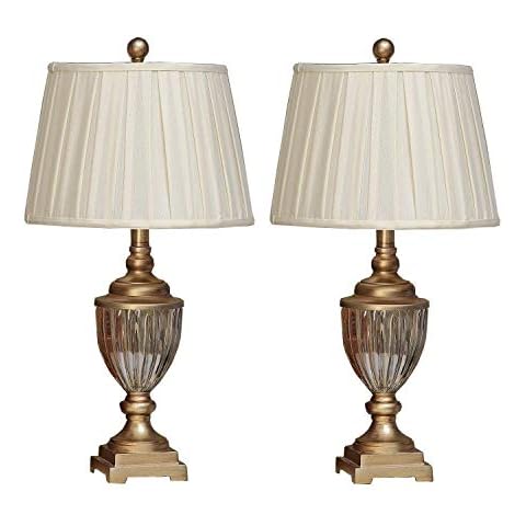 U'Artlines 2er Set Kristall Antike Messing Tischlampe Nachttischlampe Schreibtischlampe Cover