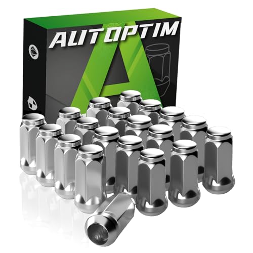 Image of AUTOPTIM M14x1.5 Lug Nuts Replacement for 2010-2024 Chevy Camaro, 2013-2015 Malibu, 2014-2020 Impala, 2020-2024 Corvette, Dodge Challenger Durango Aftermarket Wheel, 20PCS Chrome Closed End Lug Nut